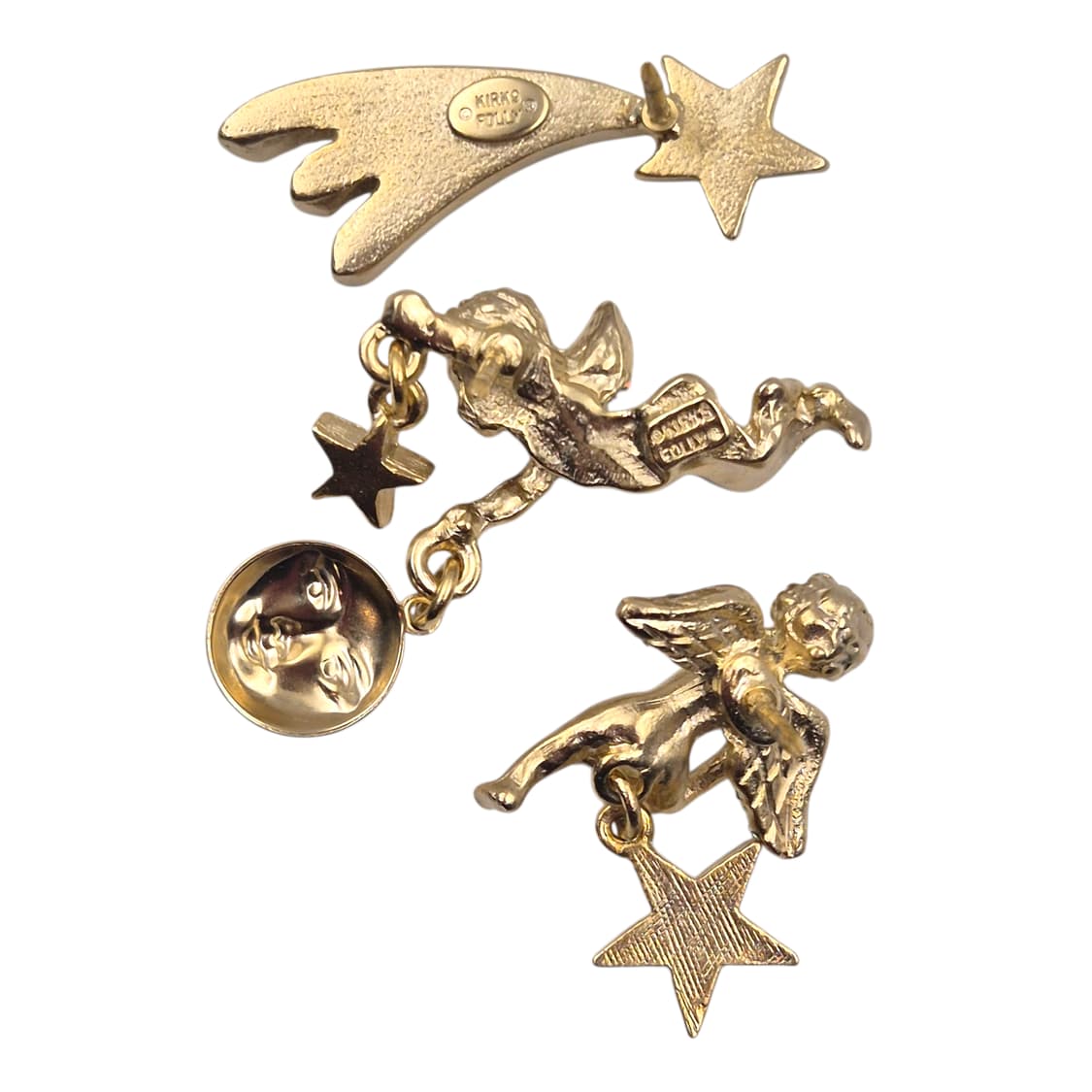 90s 미국 커크스폴리 요정 달&별 브로치 세트 상품이미지6