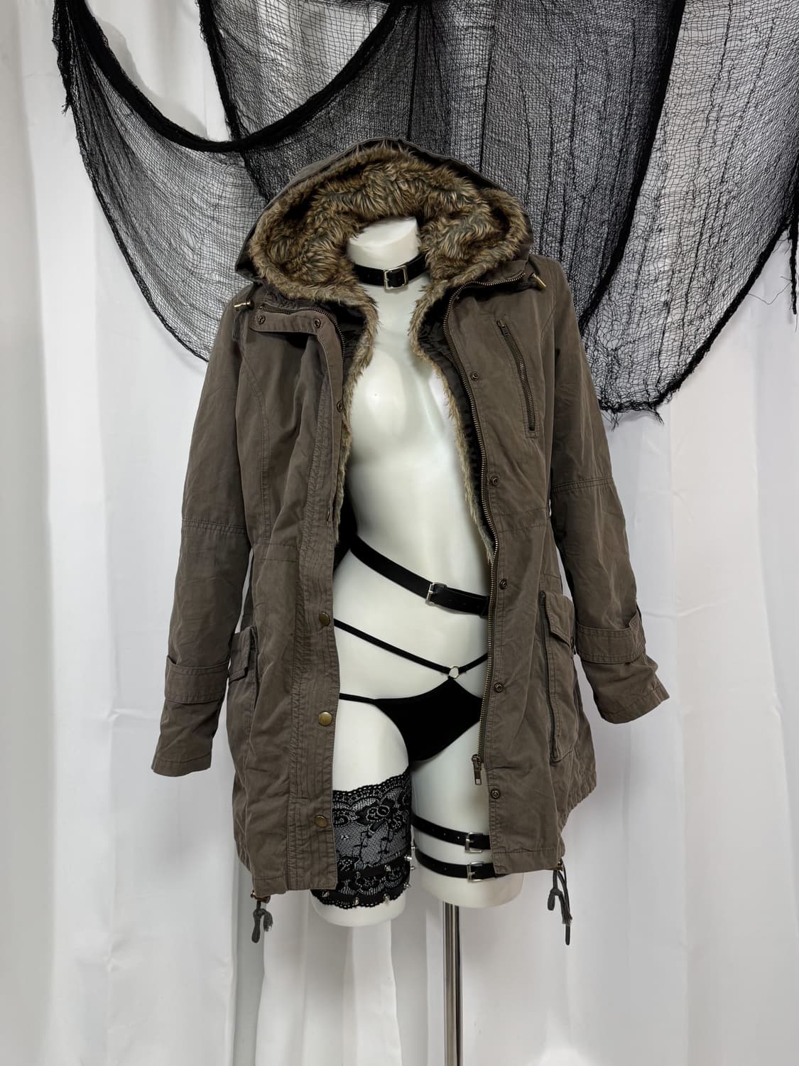 khaki fur jacket 상품이미지1