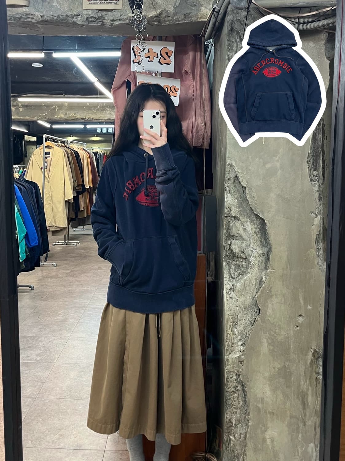 아베크롬비 럭비볼 기모 후드티 네이비 XL #csz3333 상품이미지1