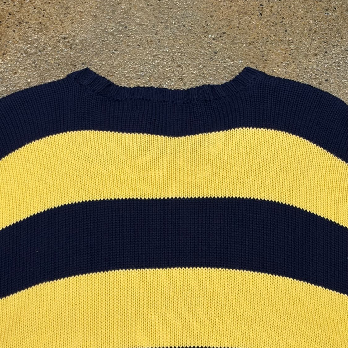 90s USA 빈티지 폴로랄프로렌 스트라이프 단가라 헤비코튼 니트  상품이미지7