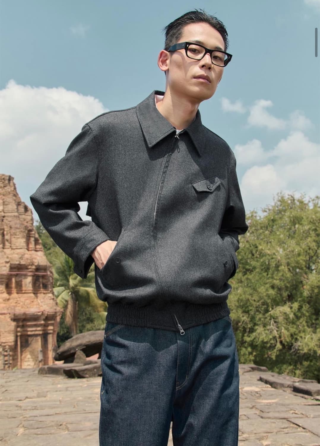 stu 하이넥 라운드 스트라이프 자켓 L 상품이미지1