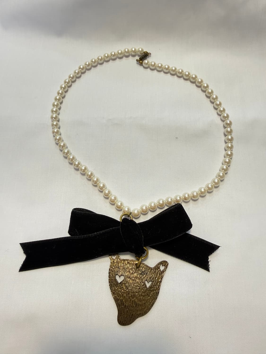 츠모리치사토 진주 벨벳 리본 목걸이 상품이미지2