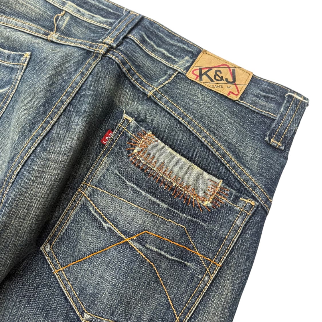 JPN 패치워크 워싱 데님 스트레이트 팬츠 상품이미지6