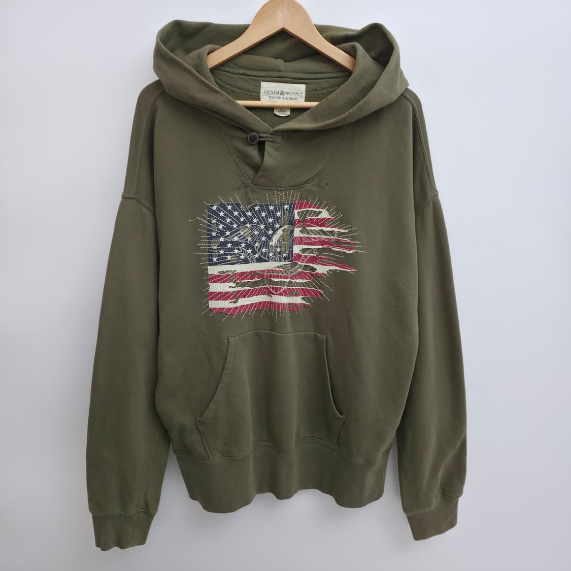 [L] 폴로 데님앤서플라이 성조기 후드티 카키 상품이미지1