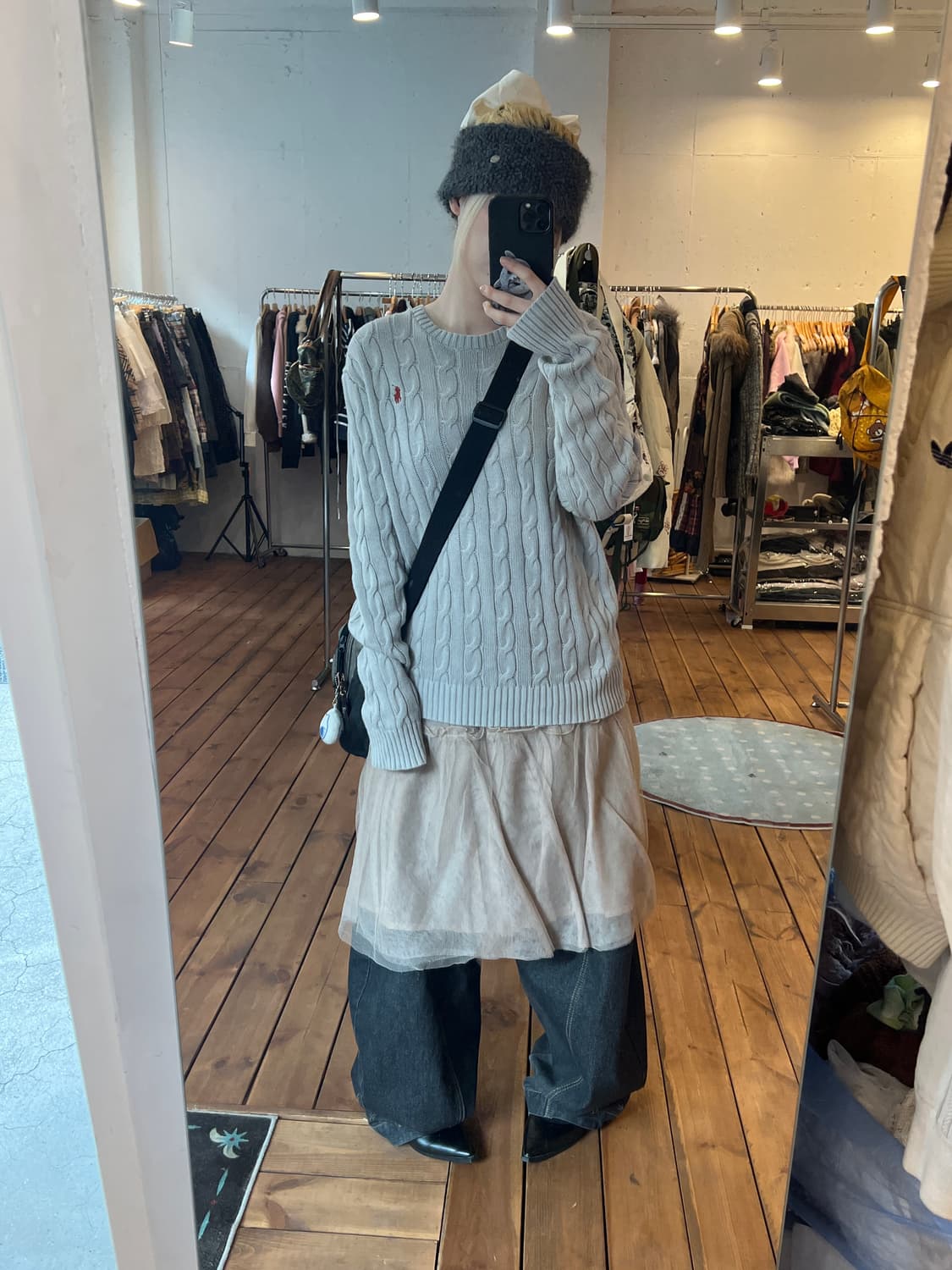 폴로 그레이쉬 베이지 꽈배기 니트 상품이미지1