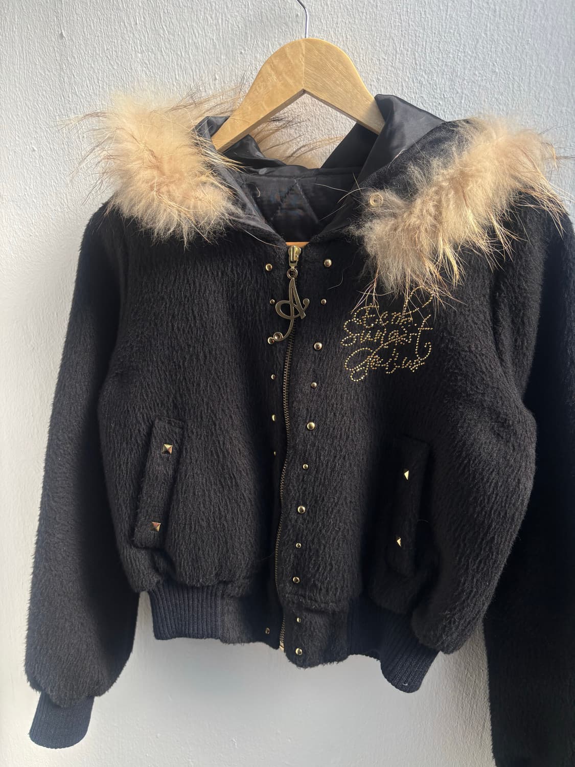 Vintage Cubic Fur Hood Zip-Up Jacket 상품이미지2