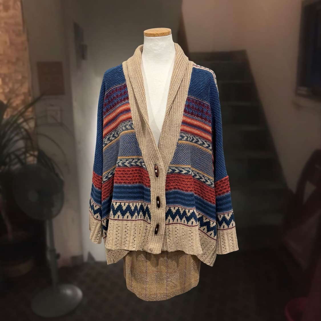 일본 빈티지 에스닉 히피 가오리핏 니트 가디건 상품이미지3