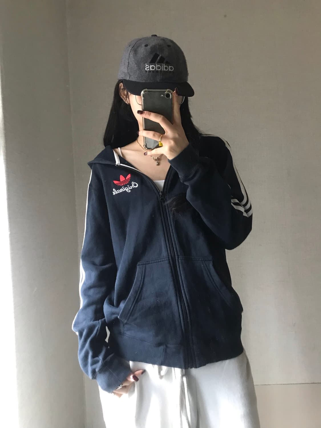 아디다스 블랙 삼선 후드집업 상품이미지2