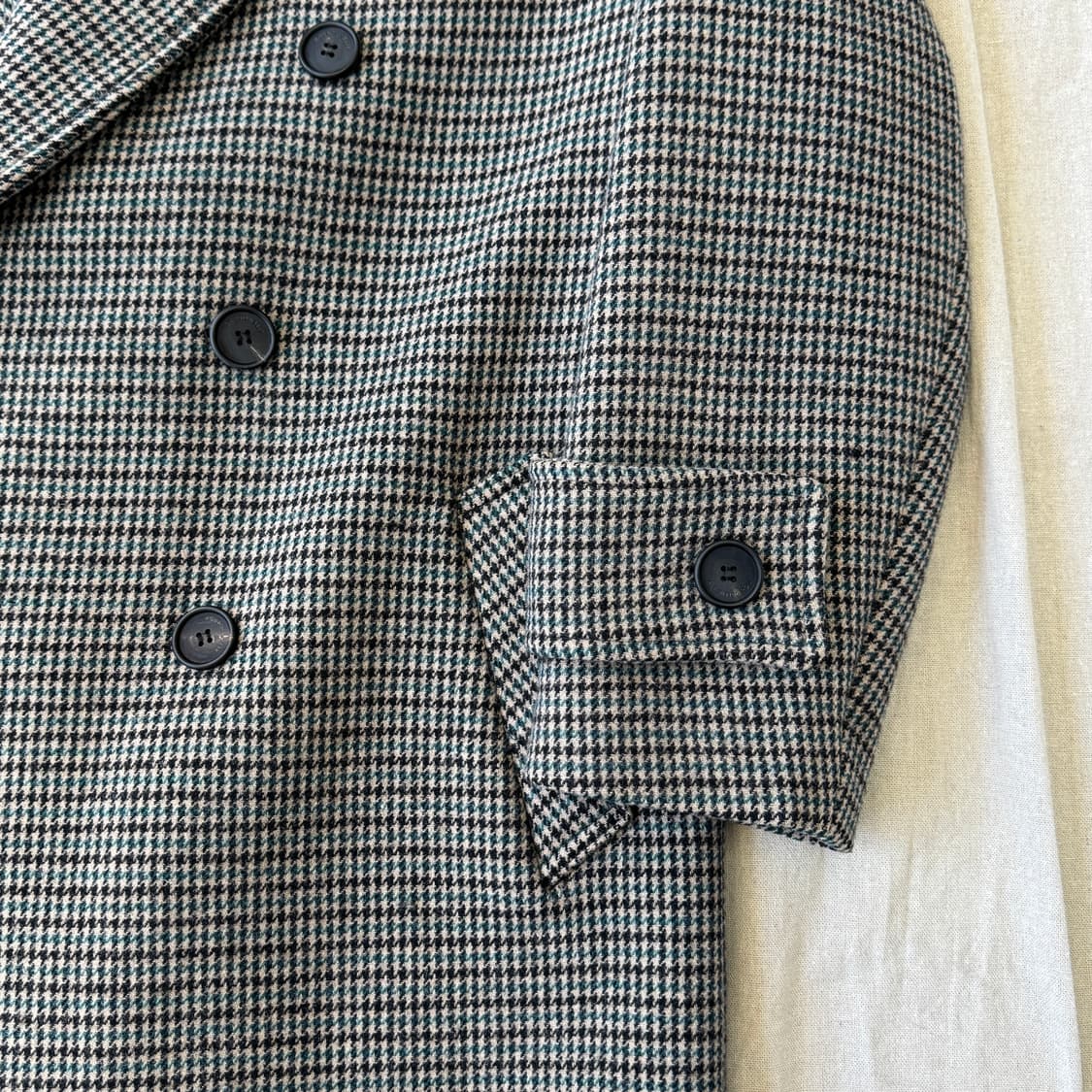 어텐션로우 그린체크 울 더블코트 1(100~) 상품이미지3