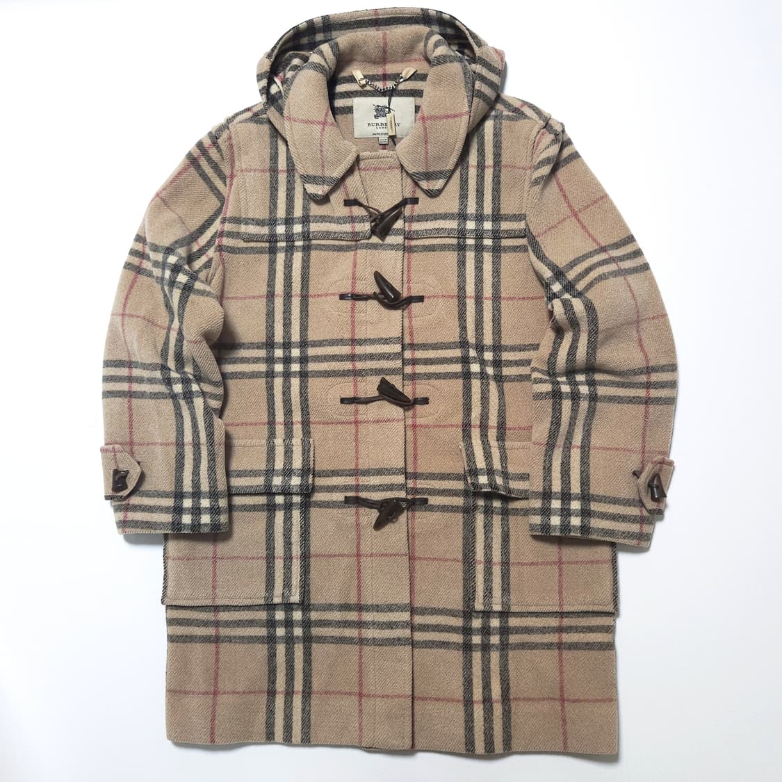 버버리 런던 00s 노바 체크 후드 더플 코트 상품이미지1