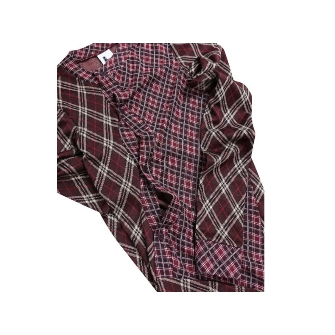 바퀘라 체크 크루넥 버튼업 가디건 상품이미지2