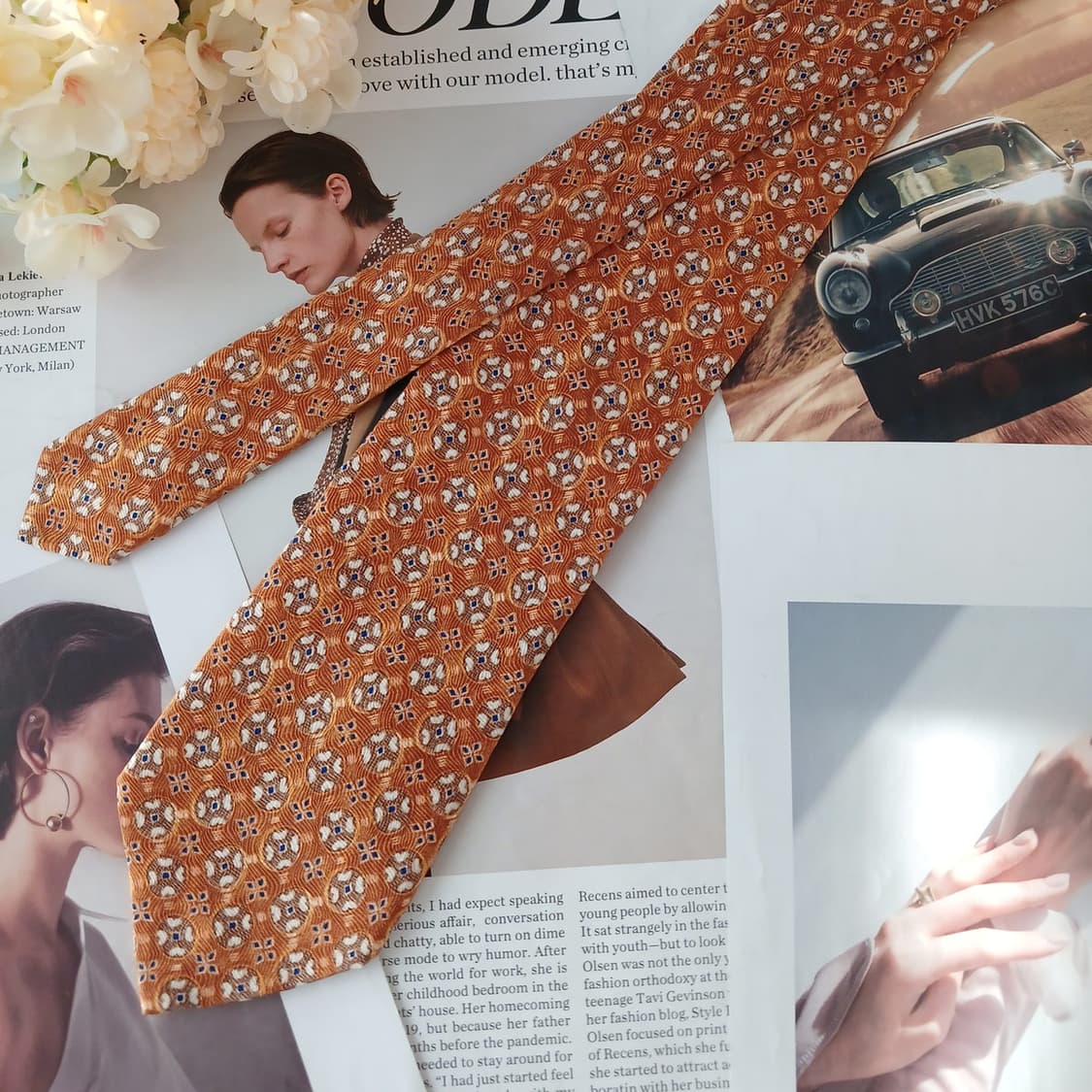 비블로스 실크 골드 모자이크 패턴 넥타이 9.6cm A+등급 A19205 상품이미지2