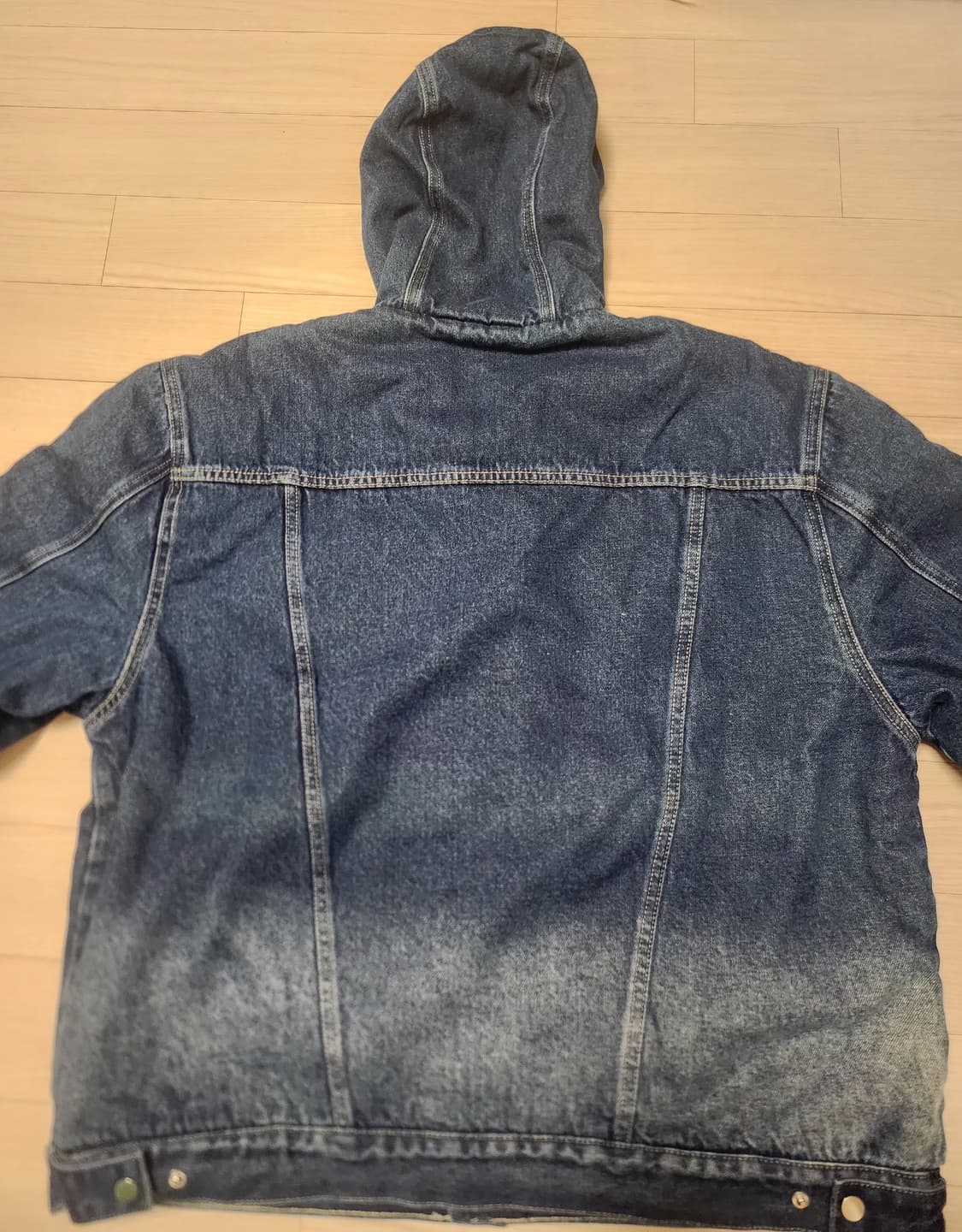 (트릴리온)워시드 트러커 플리스 데님 후드 자켓 상품이미지4