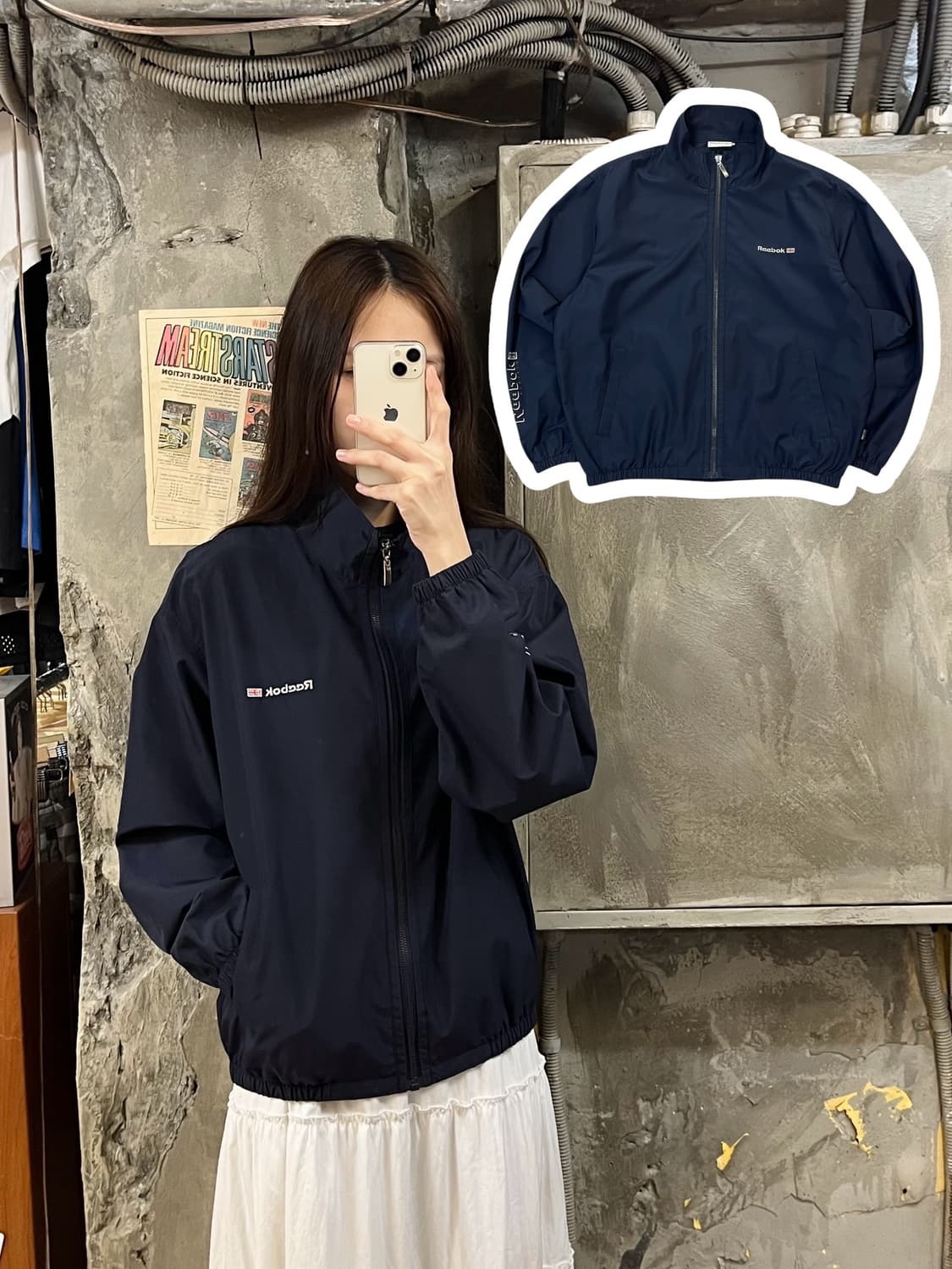 리복 바람막이 집업 네이비 95 #csz861 상품이미지1