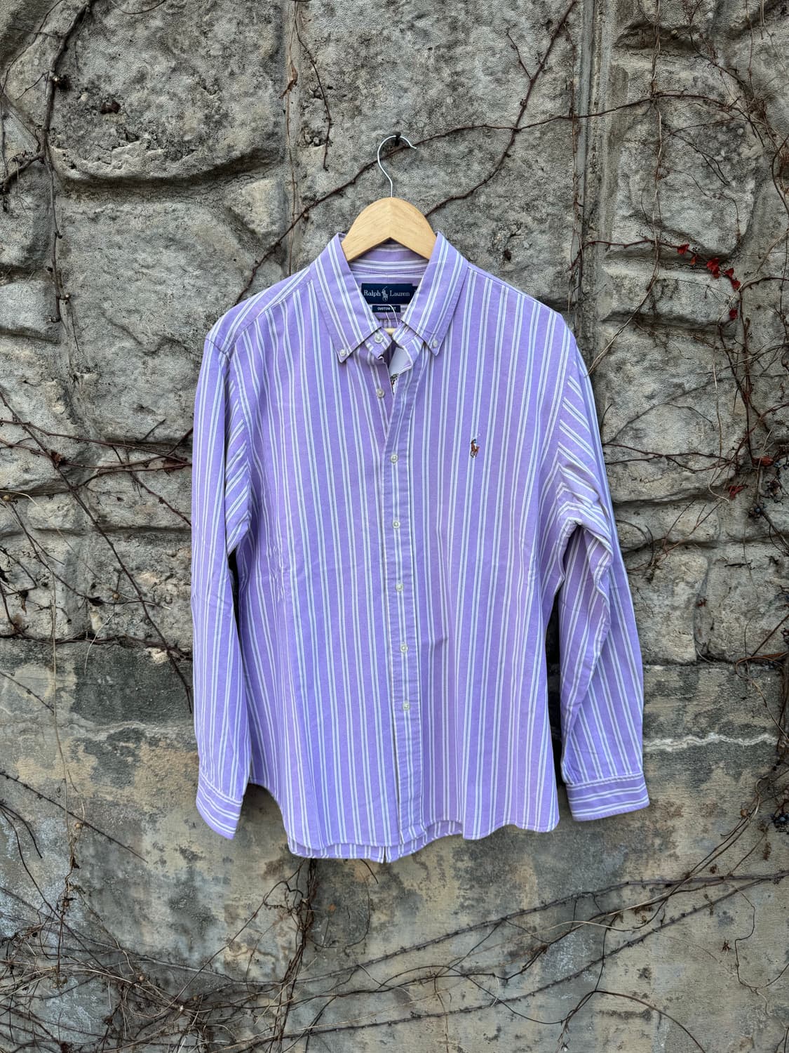 폴로 랄프로렌 옥스포드 스트라이프 셔츠 빈티지 퍼플 L 상품이미지1