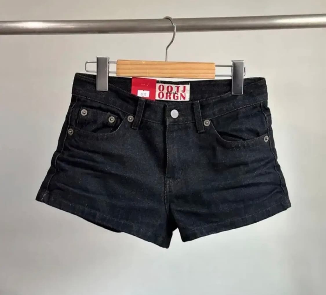 Ootj 블랙 데님 숏 팬츠 로우라이즈 반바지 상품이미지1