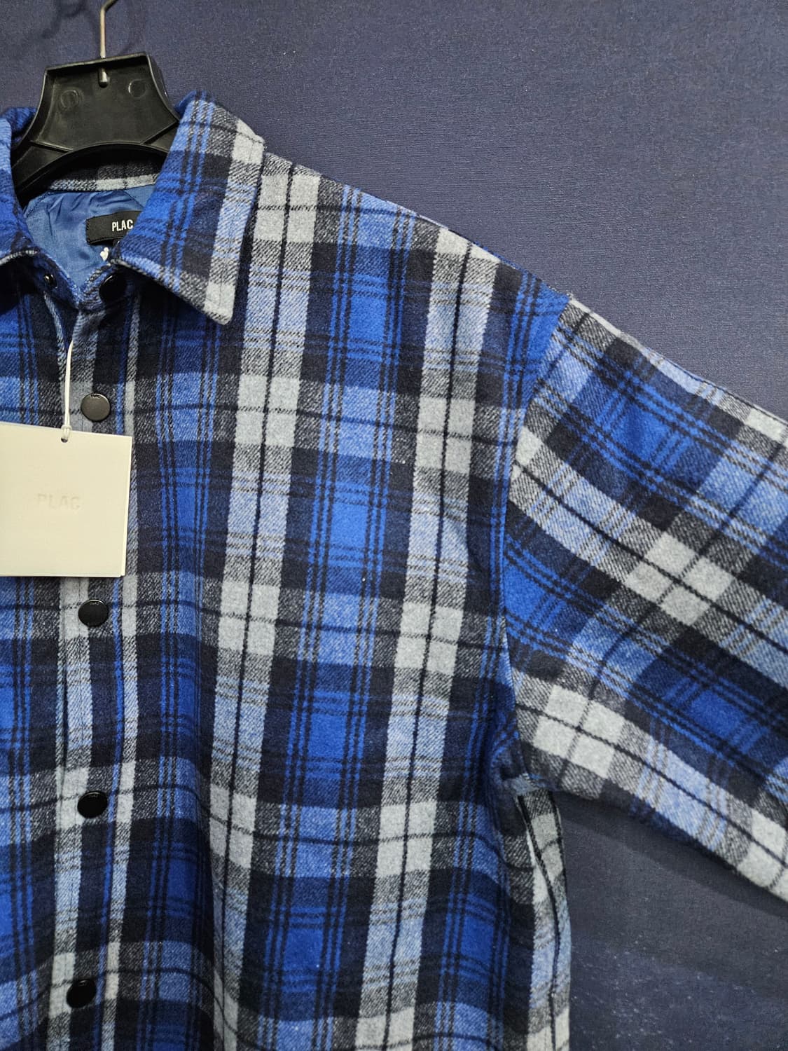 플랙 스트라이프 체크 남성 오버핏 95~105 셔츠자켓  상품이미지4