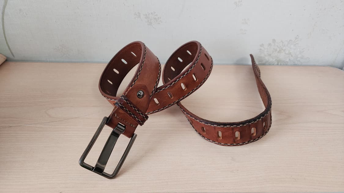 통가죽 벨트 브라운 남성용 상품이미지2