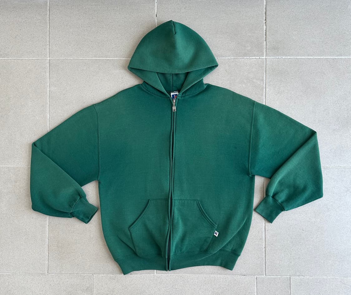 90s 빈티지 러셀 후드집업 그린 L USA 상품이미지1