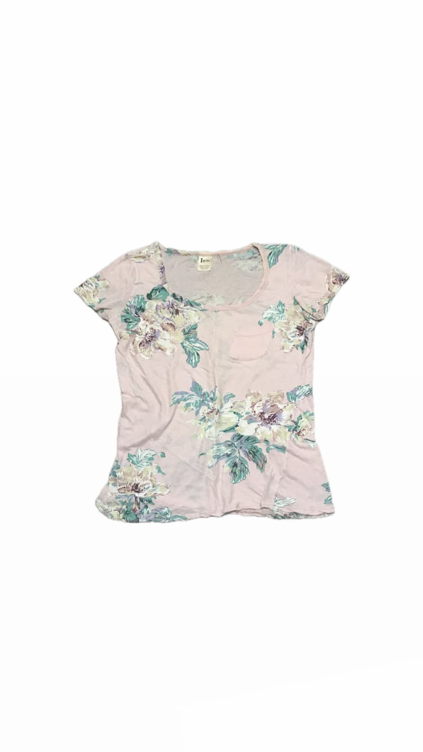 Is(이즈) 핑크 플라워 반팔 티셔츠 상품이미지1