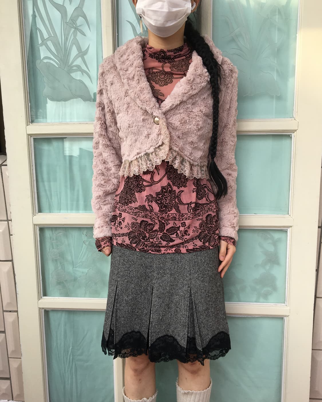 Axes femme lace trimming fake fur jacket 상품이미지1