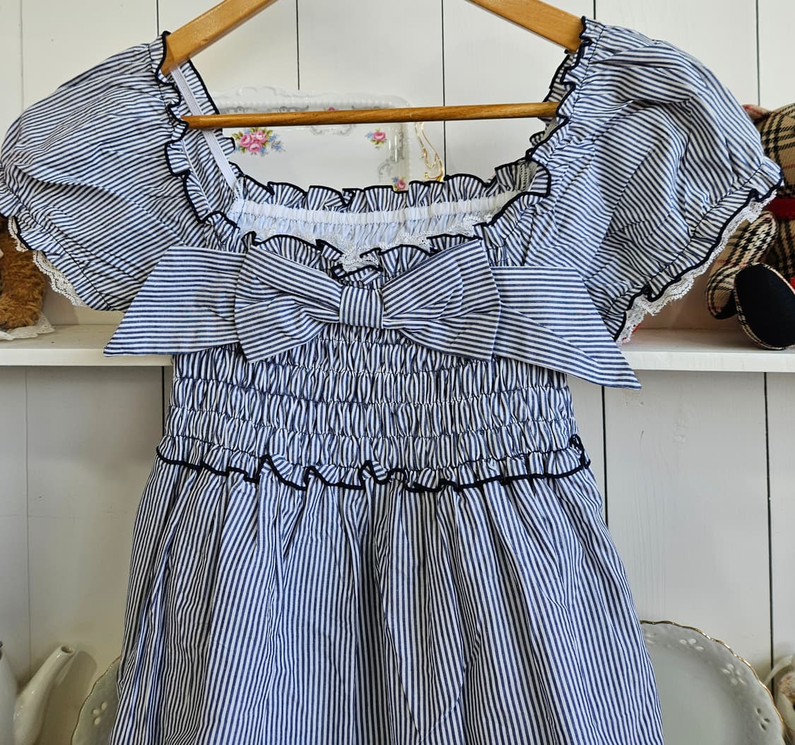 스트라이프 리본 스모크 튜닉탑 상품이미지3