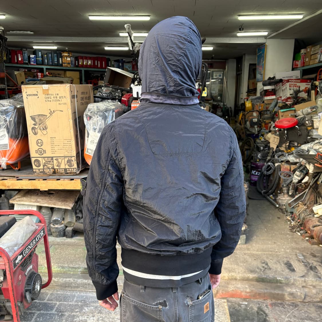 스톤아일랜드 다크 네이비 나일론 메탈 후드 집업 자켓 상품이미지3
