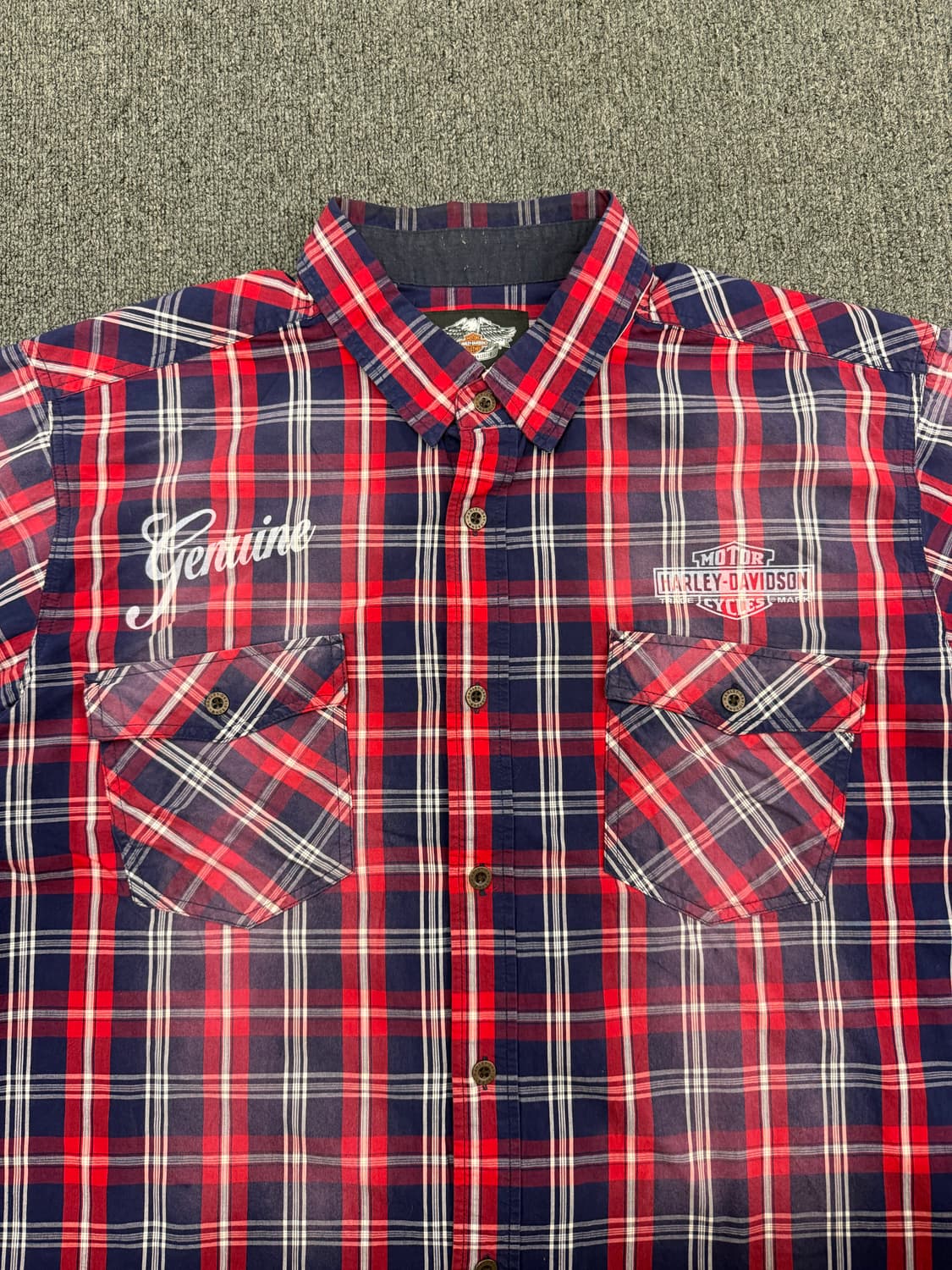 2XL)할리데이비슨 빈티지 체크 반팔 셔츠 상품이미지3