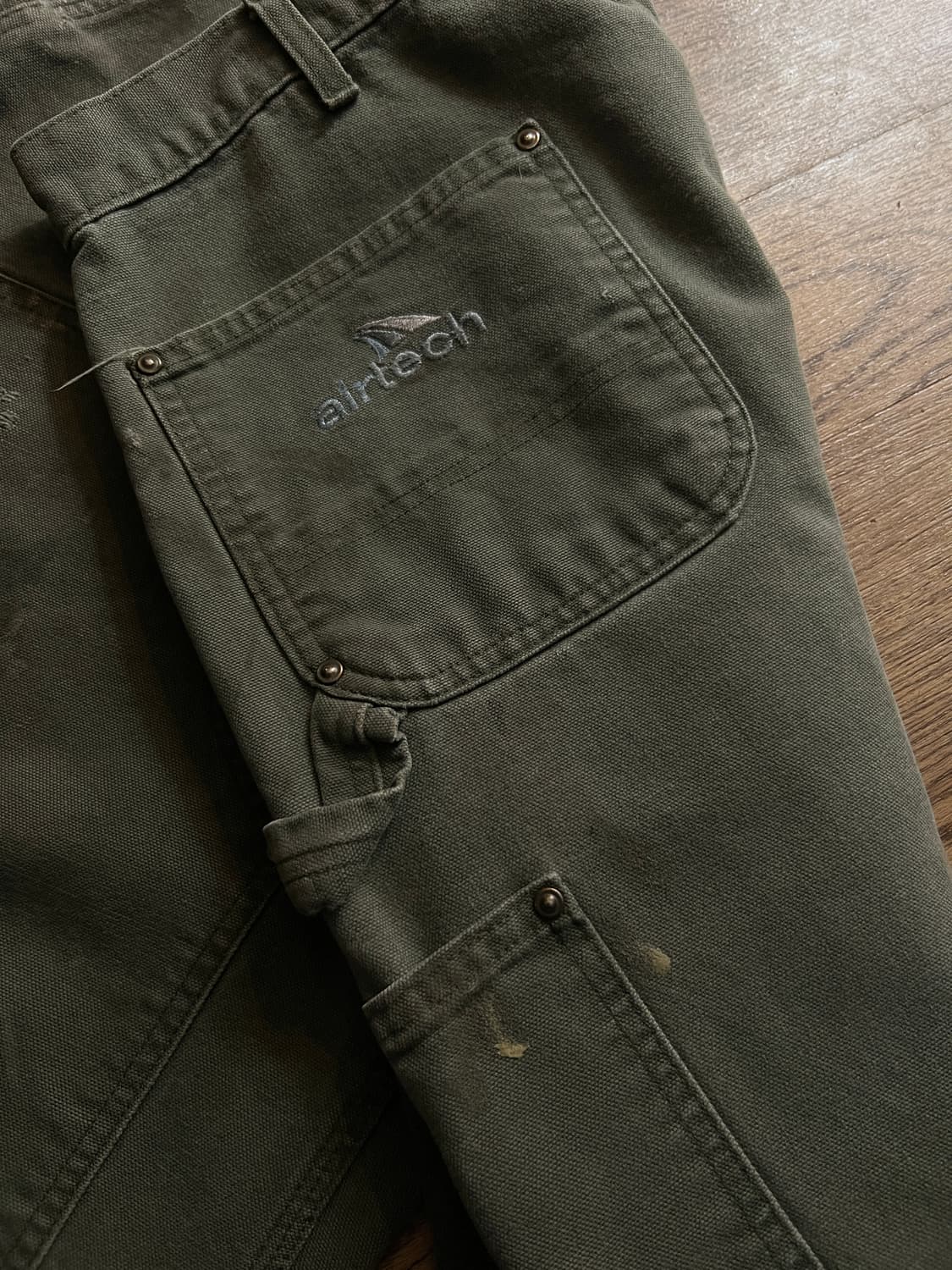 [38]칼하트 USA 더티워싱 모스그린 더블니 워크 팬츠 상품이미지7