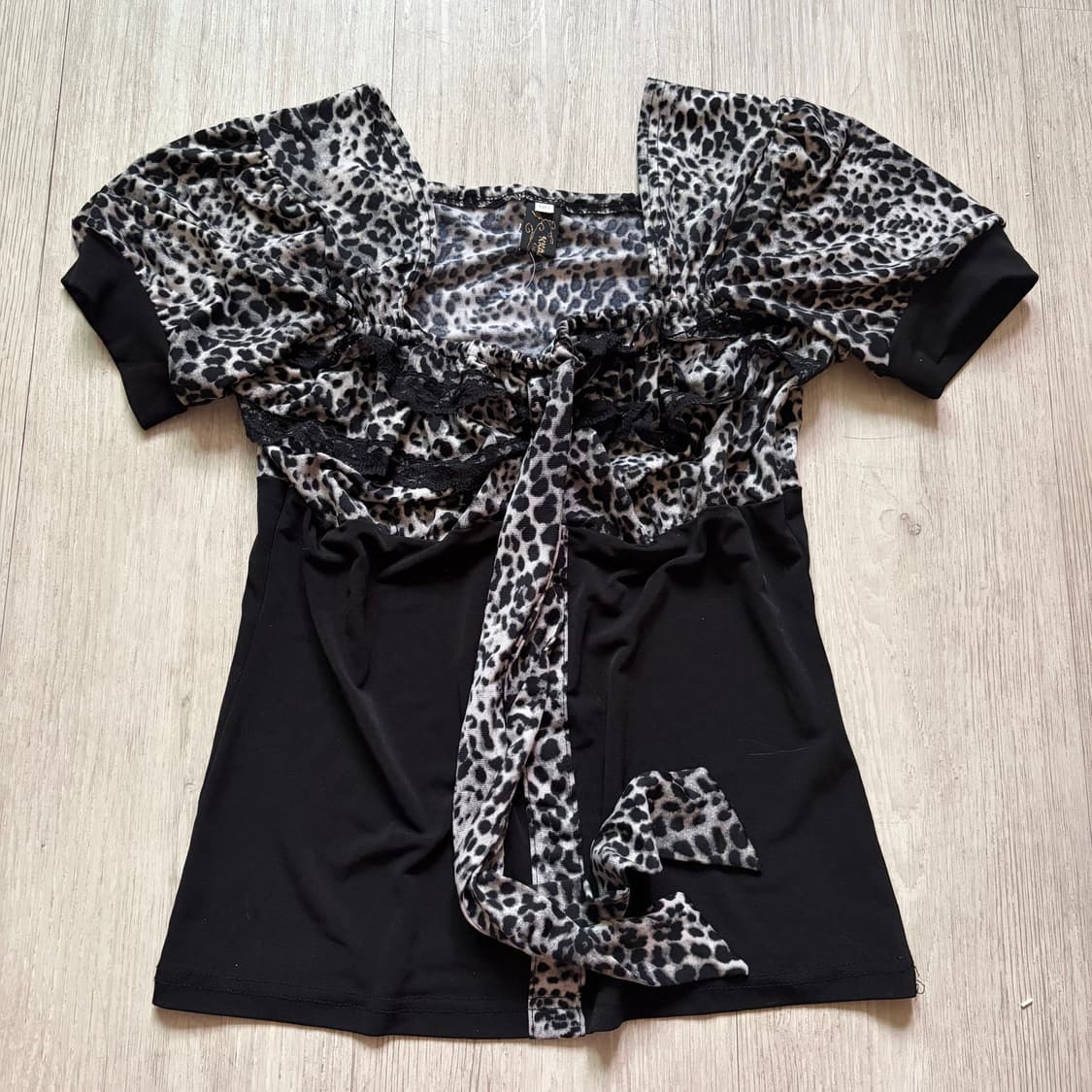 지브라 갸루 호피 레오파드 데라 아케호무 큐빈 반팔 티셔츠 택포 상품이미지1