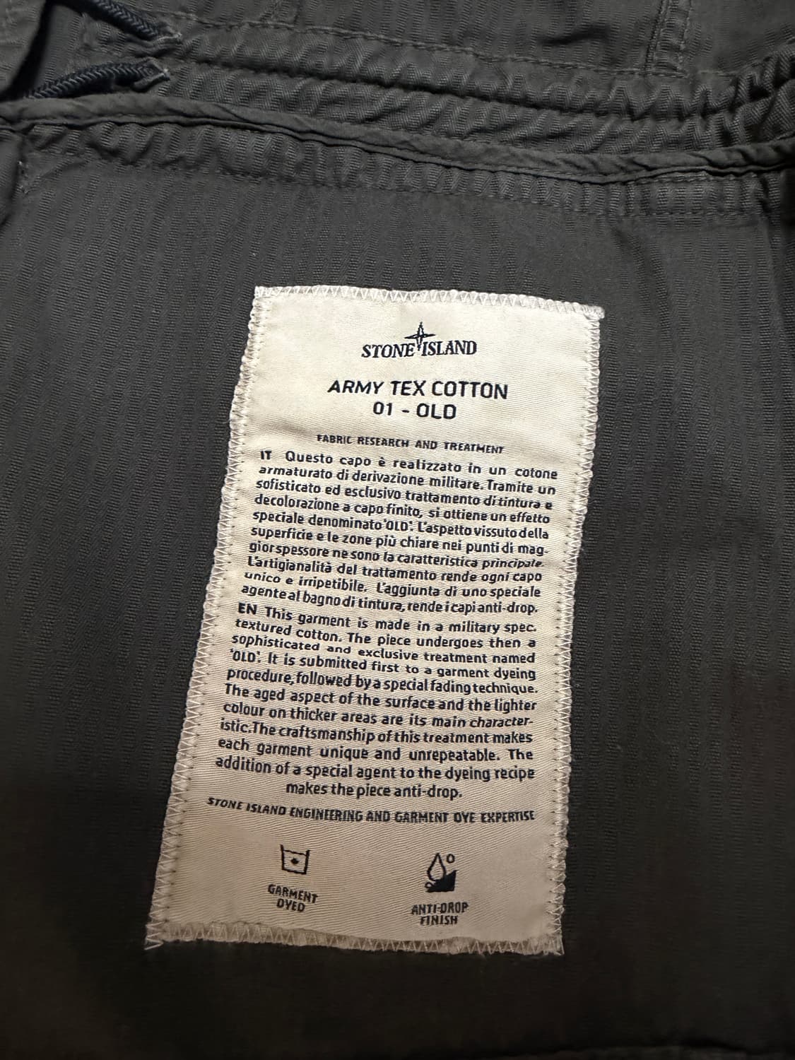 [백화점판,M] 스톤아일랜드 아미텍스 올드이펙트 코튼 M65 자켓 카키 상품이미지5