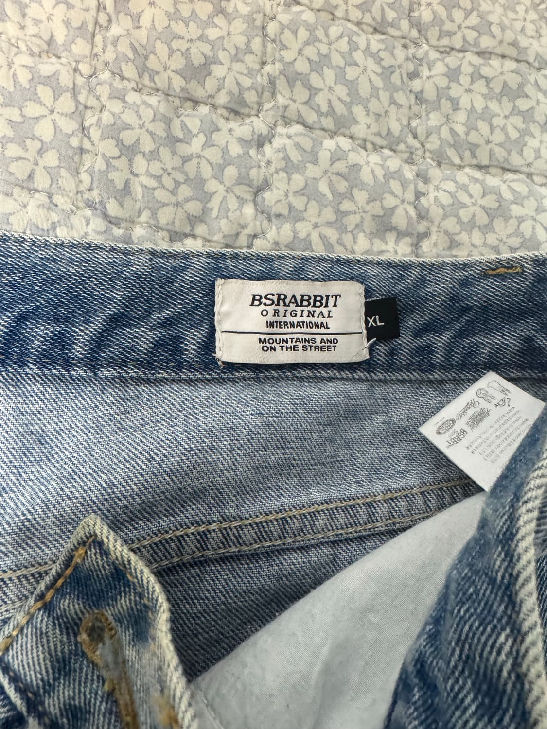 비에스레빗 - 카펜터 루즈핏 데님 숏팬츠 블루 (XL) 상품이미지4