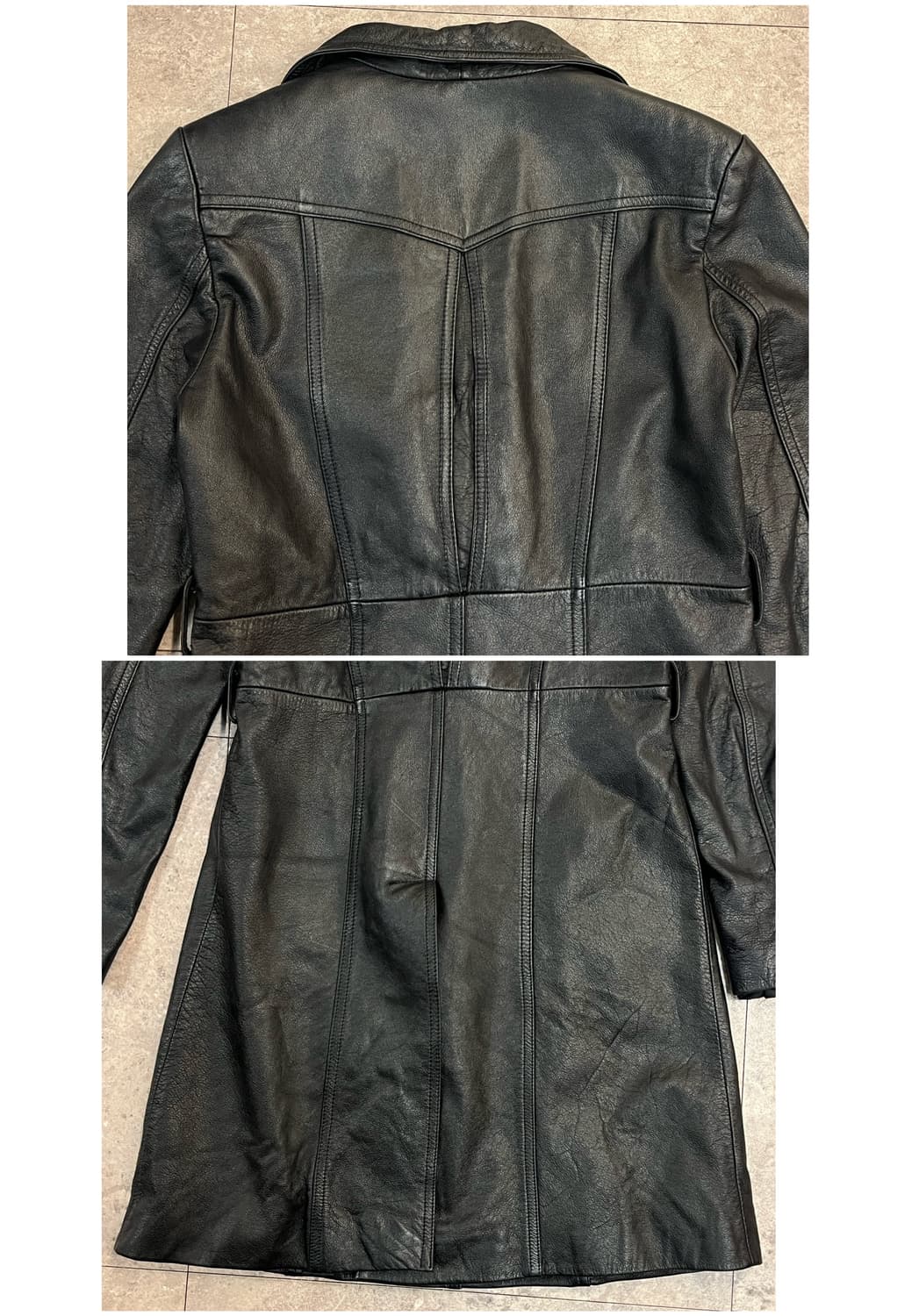 빈티지 소가죽 레더 롱 자켓 블랙 55 #csz2836 상품이미지7