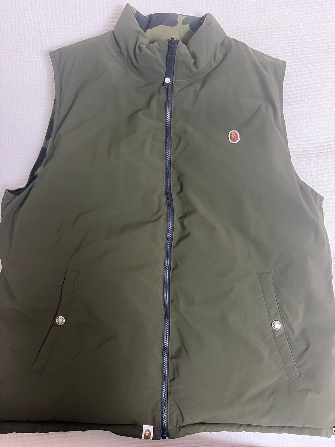 베이프 카모 리버시블 다운 베스트 그린 XL 상품이미지3