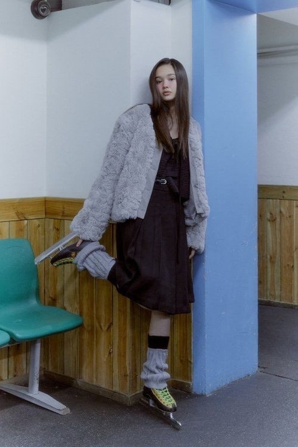 소프트서울 레더믹스 퍼자켓 그레이 상품이미지2