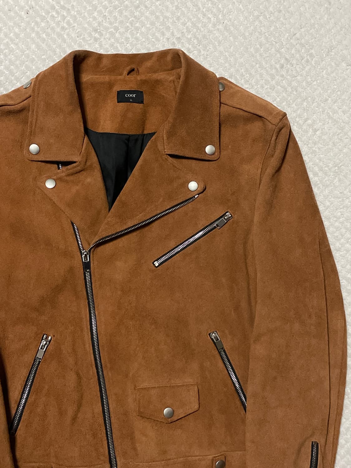 COOR 쿠어 웨스턴 무드 카우하이드 소가죽 스웨이드 레더 자켓 브라운 상품이미지3