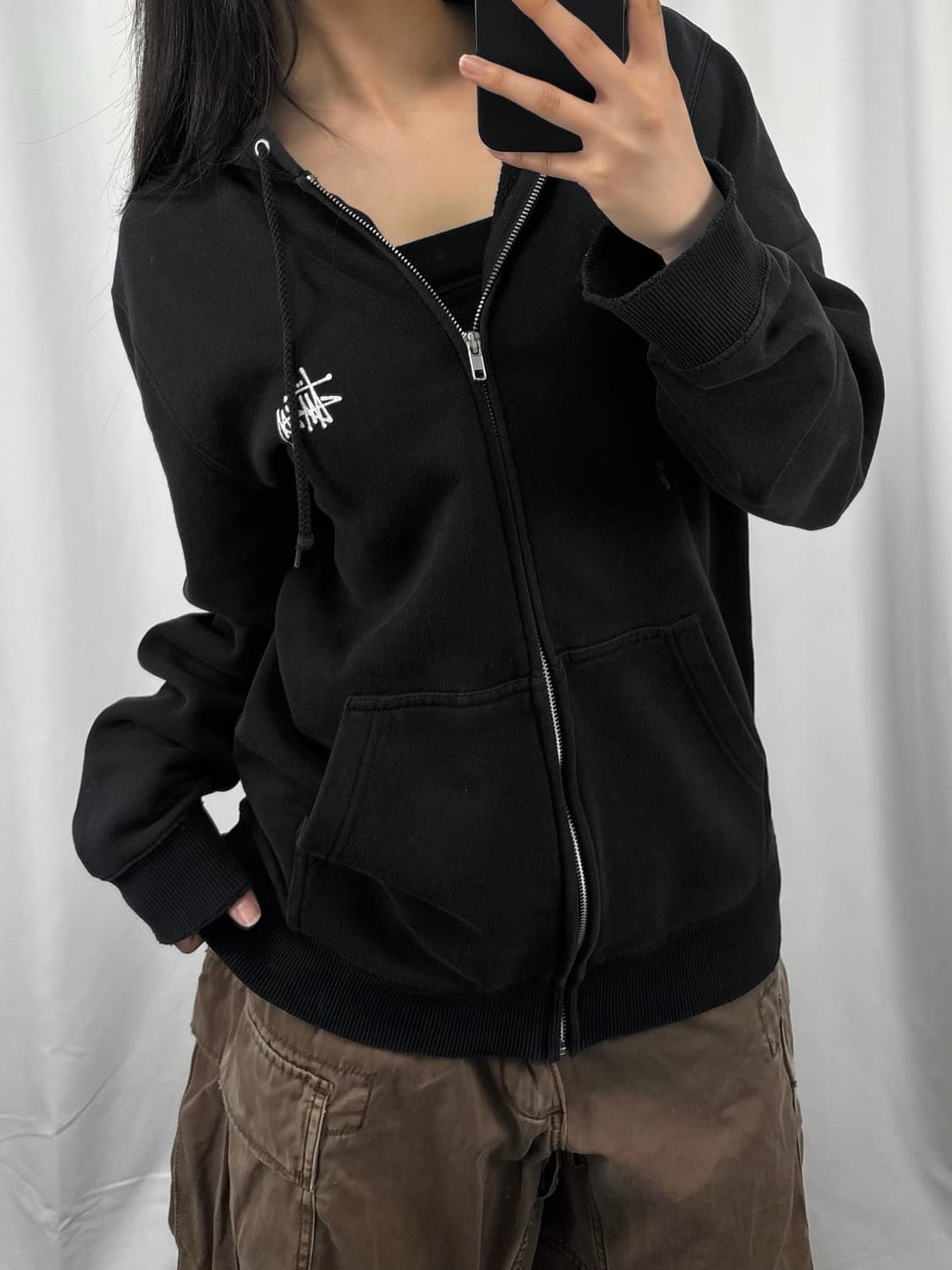 스투시 베이직 빅로고 후드집업 상품이미지2