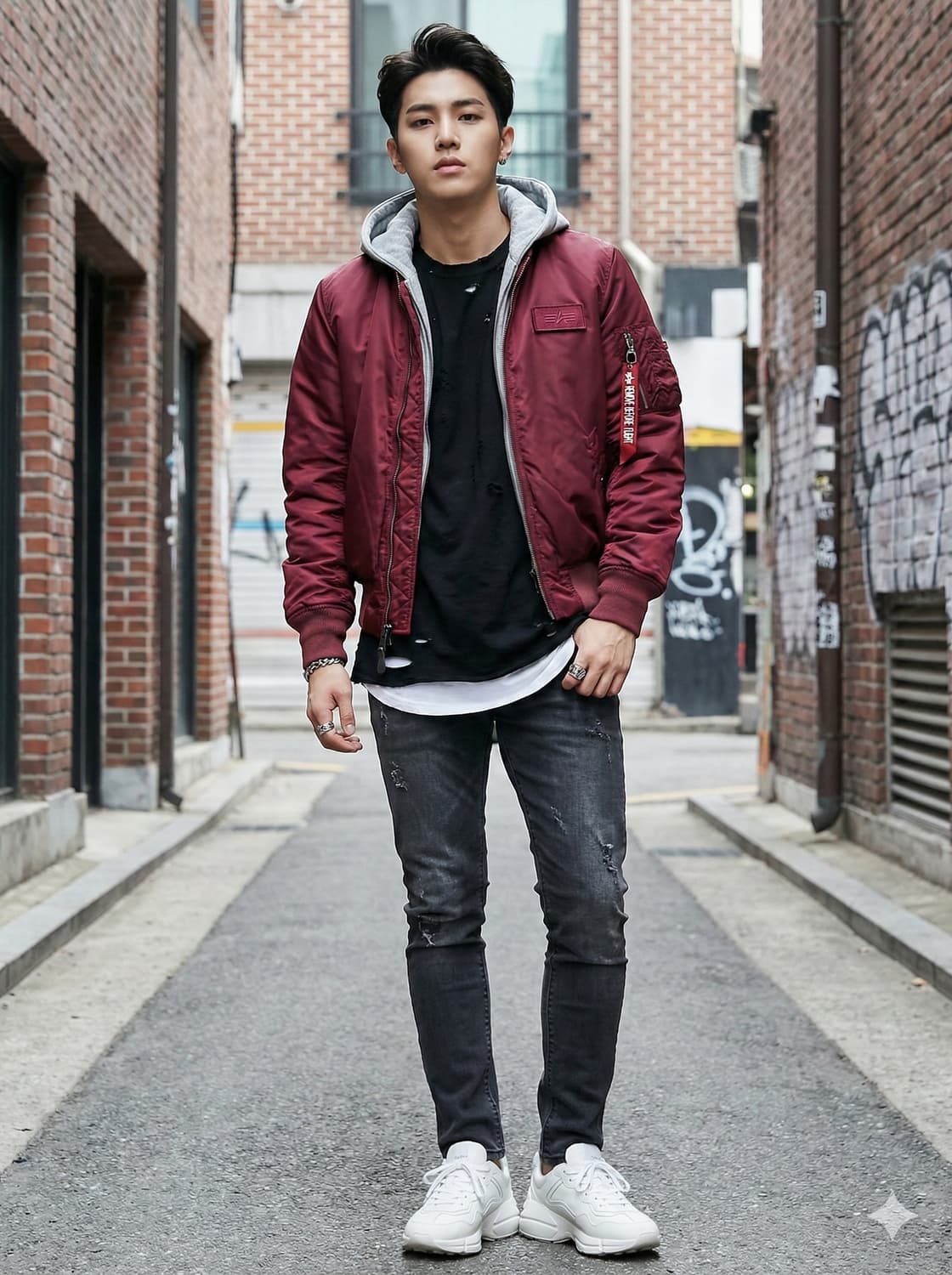 알파인더스트리 MA-1 버건디 후드 항공점퍼_M 상품이미지1