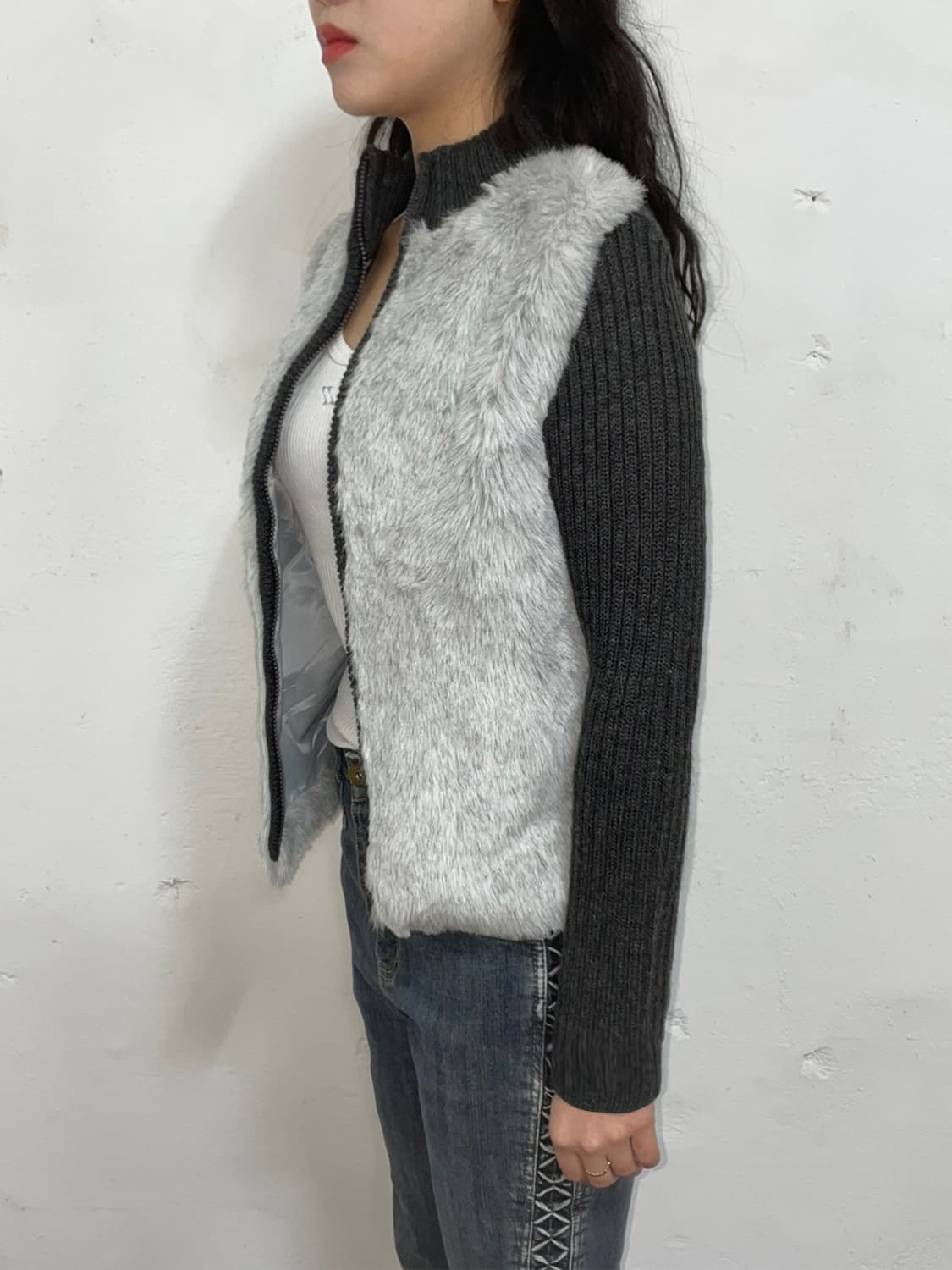 grey fur jacket 상품이미지2