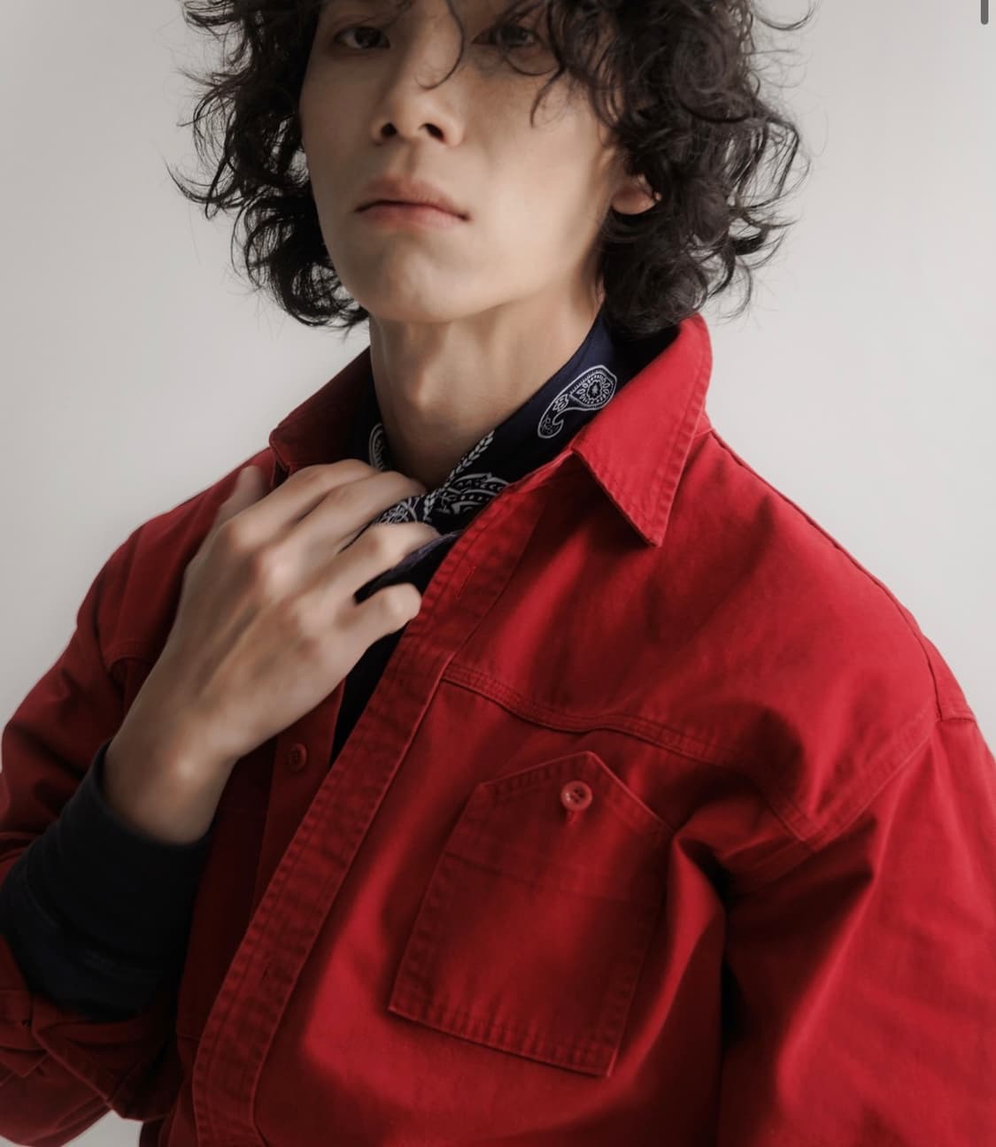 처칠롬퍼 /워시드 헤비 워크 셔츠 레드/ S 상품이미지1