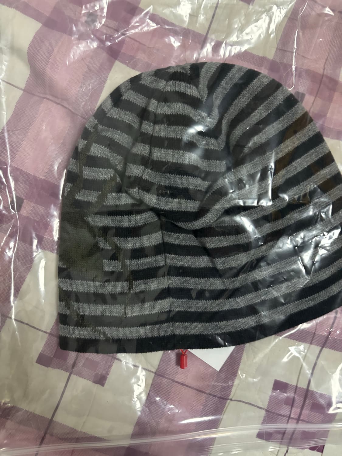 탄산마그네슘 자카드 스파이더 비니 (스트라이프 그레이) 상품이미지3