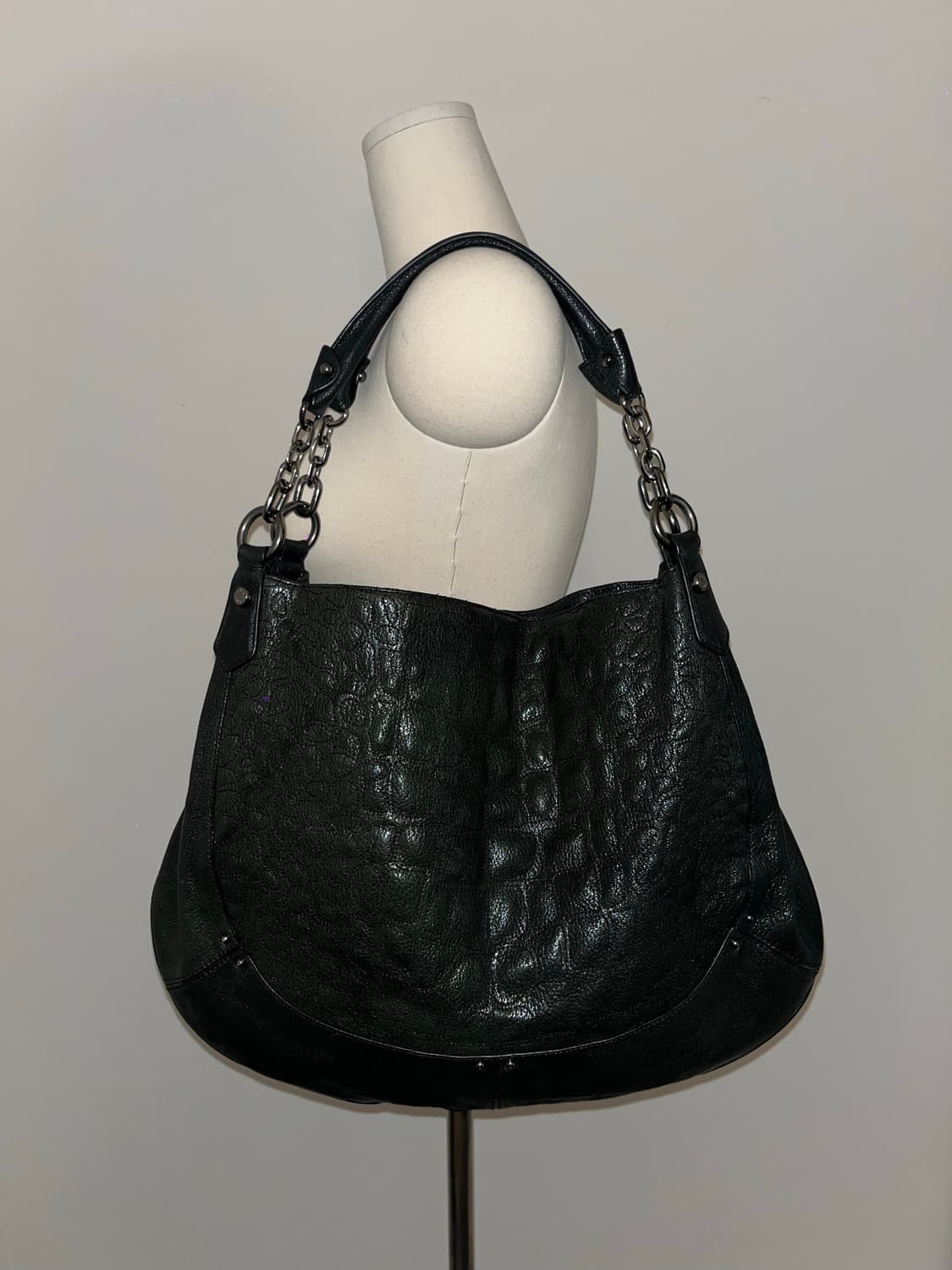 Anne Klein Black Leather Shoulder Bag 상품이미지3