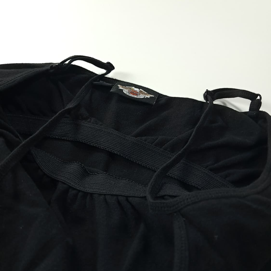 CK172 L 할리데이비슨 00s 블랙 슬리브리스 크롭 티셔츠 상품이미지3