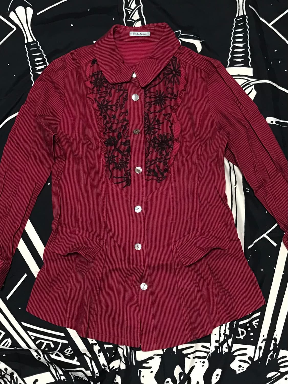 빈티지 펑크 패턴 레드 셔츠 상품이미지1