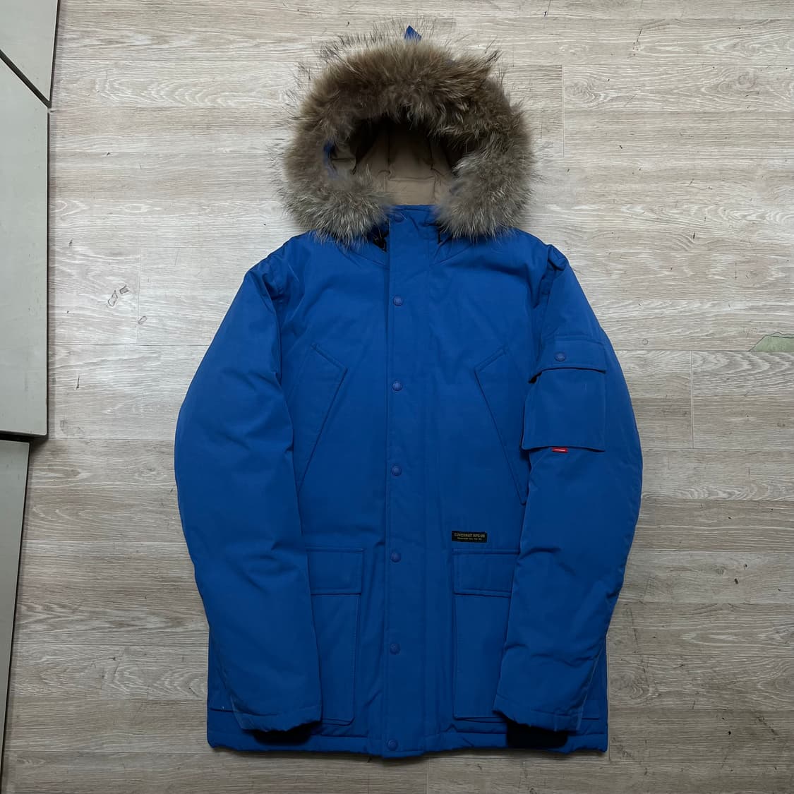 커버낫 덕다운 라쿤퍼 후드 야상 패딩 점퍼 사파리자켓 [블루] L/100 상품이미지1