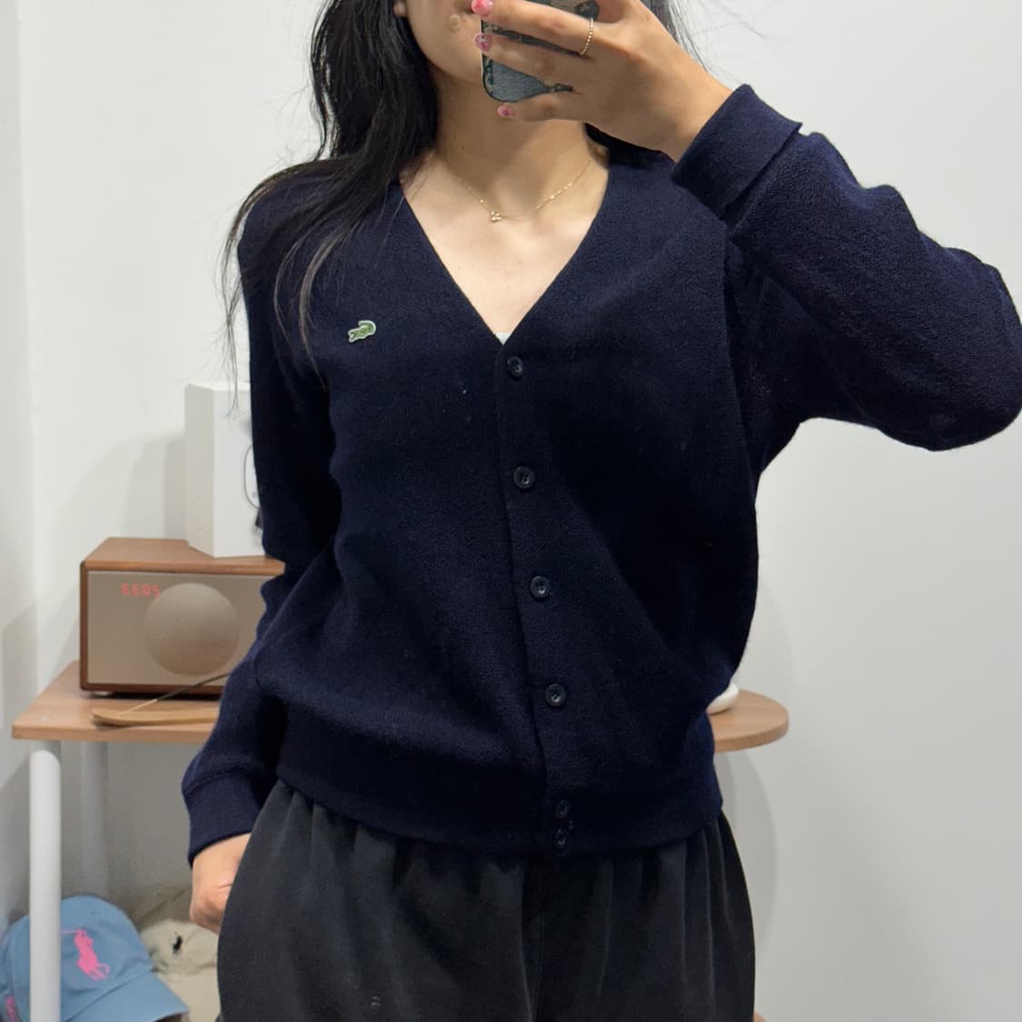 라코스테 lacoste 네이비 브이넥 모 가디건 상품이미지1