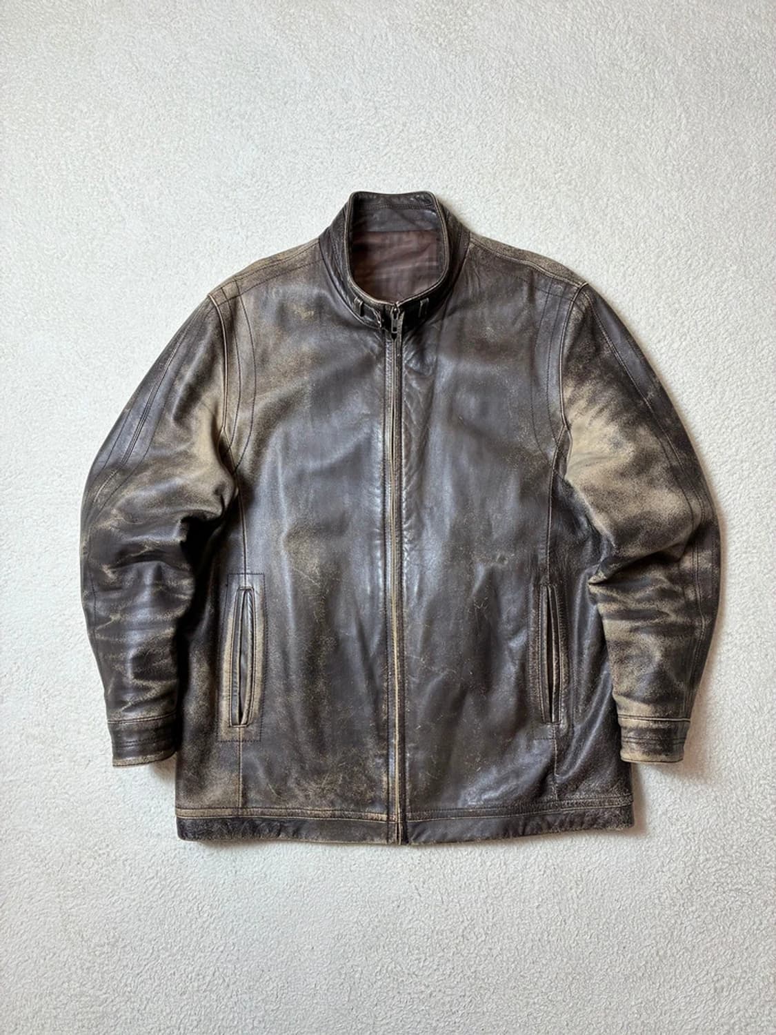 Selected 90's Cow 레더 페이딩 가죽 자켓 PN6378 상품이미지1