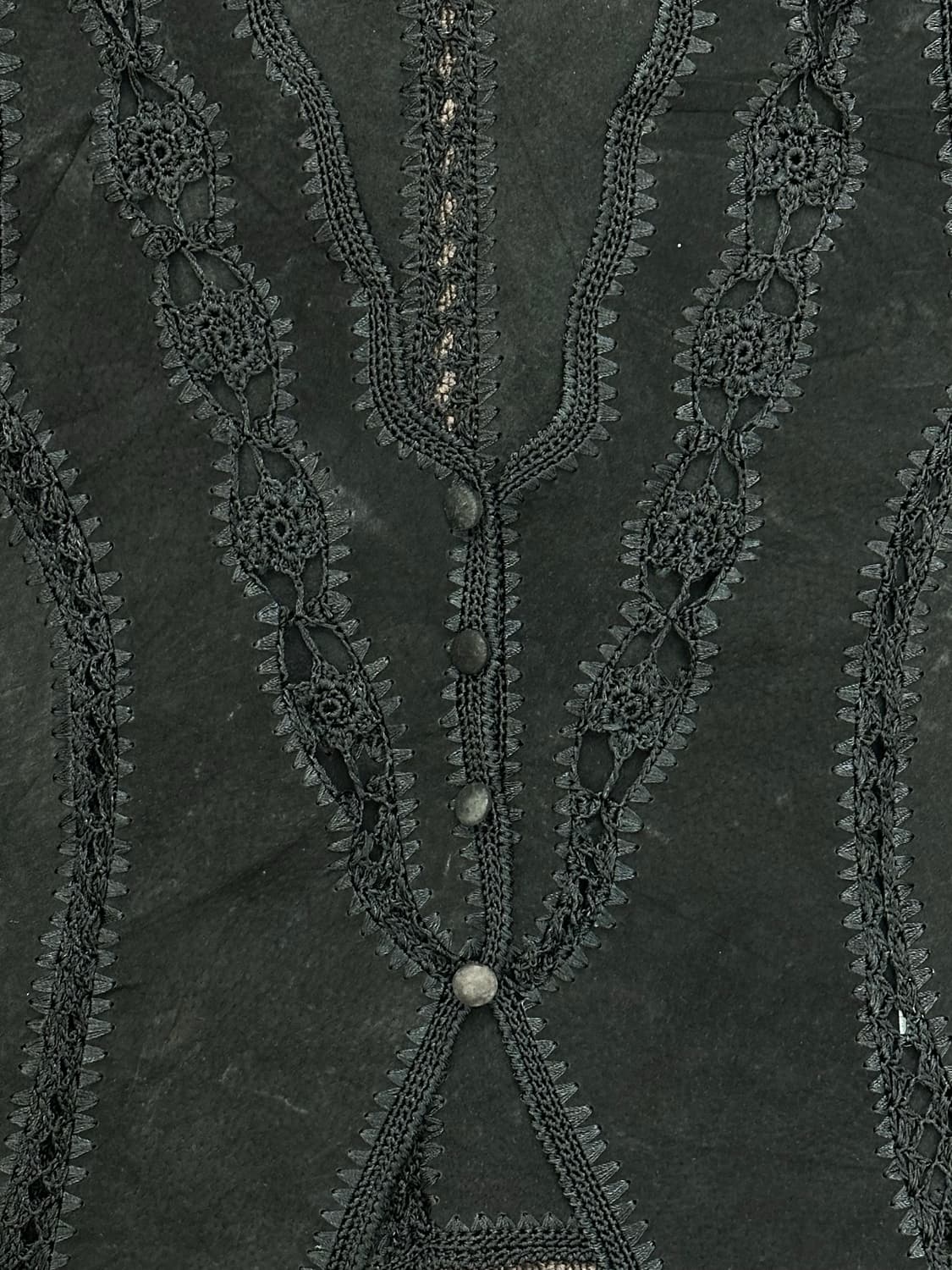 OS)재패니즈 빈티지 리얼 레더 에스닉 크로쉐 베스트 상품이미지2