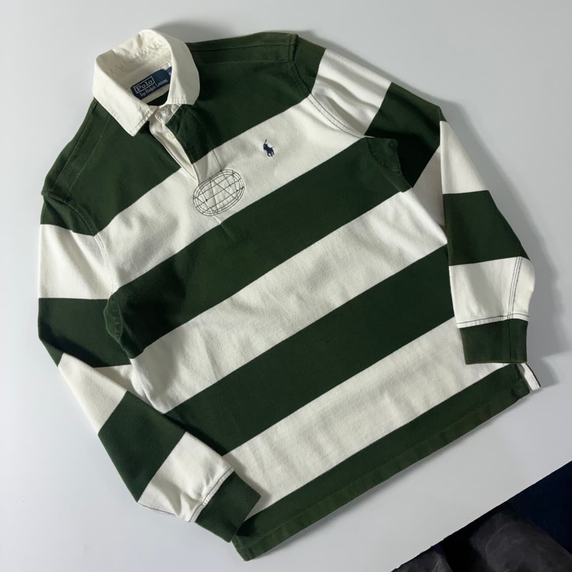Polo  폴로 랄프로렌 자수 코튼 그린 스트라이프 럭비티  상품이미지2