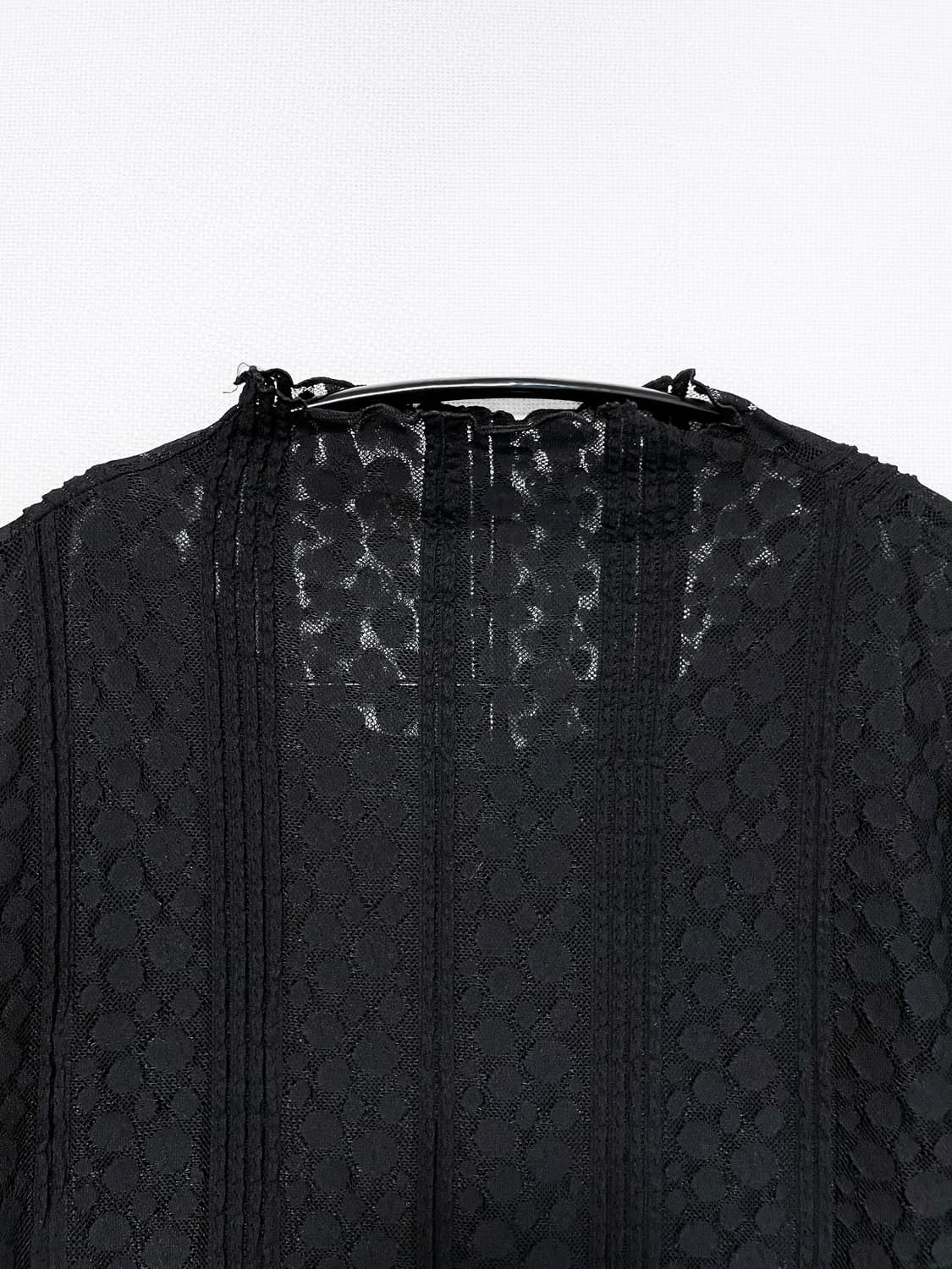 Lace Sheer Long Sleeve Blouse - Black 상품이미지5